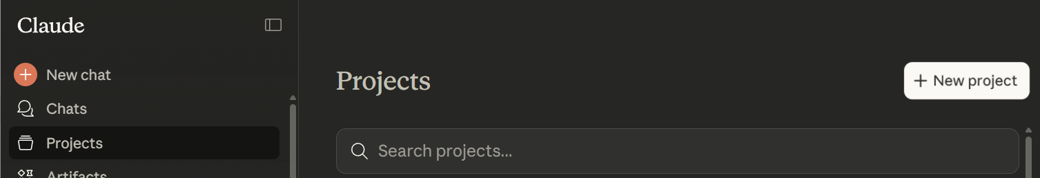 Screenshot of creating a new Claude Project